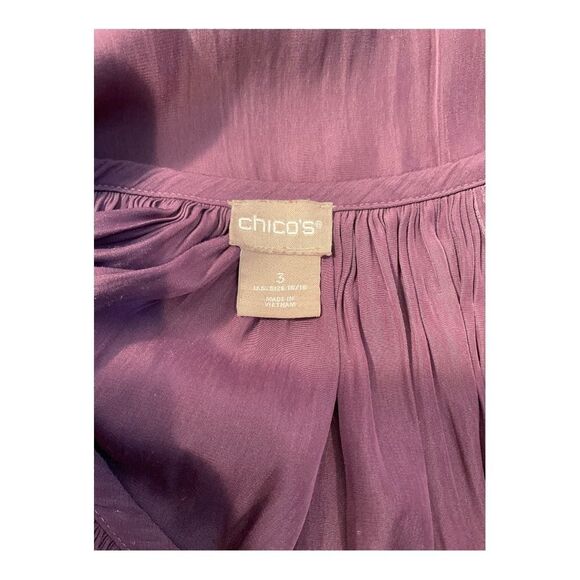 Chicos Women’s Purple Paris Poet long sleeve Blouse Size 3 US/16/18 - Picture 6 of 14